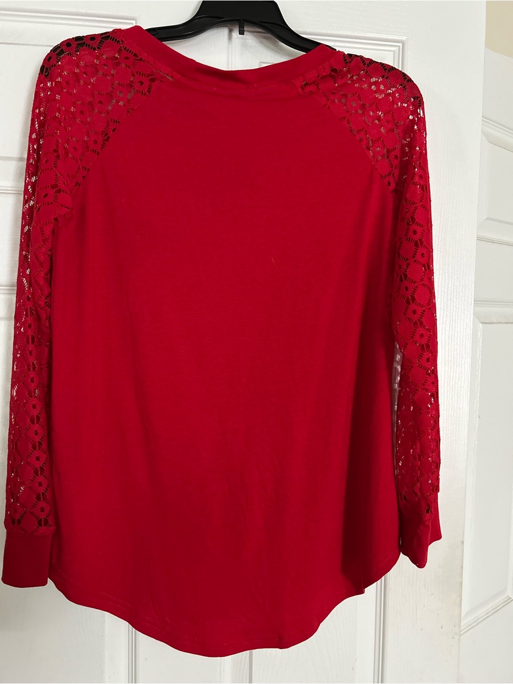 Alife Red Long Sleeve Top with Lace Raglan Sleeves